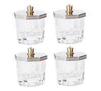 Gatuida Lot De 4 Coupelles En Verre Cristal 40ml Couvercle Pour Nail Art, Bol D'art De Manucure Transparent, Accessoire Pour Poudre Et Liquide Acrylique, Usage Professionnel Et Personnel