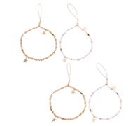 Gatuida Lot de 4 Dragonnes pour Téléphone Rose et Blanc Bracelet Porte-clés Étoile Breloques Perles Accessoire Kawaii Antiperte Compatible Étui Téléphone Pratique pour Voyage et