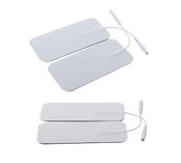 Gatuida Lot de 4 Électrodes Rectangulaires 5x10 Cm Fils, Patchs de Physiothérapie Compatibles Électrostimulateurs, Faible Impédance, Distribution de Courant Uniforme, Accessoires