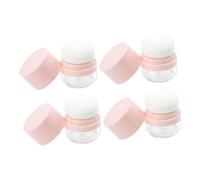 Gatuida Lot de 4 Mini Boîtes à Poudre Vides avec Houppette Petit Format Compact Plastique Solide sans Miroir pour Voyageuses Organisation Maquillage Portable Contenant Poudre