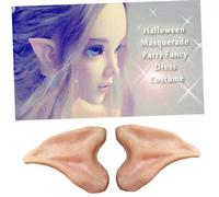Gatuida Lot de 4 Oreilles Cosplay Elfes en Latex Couleur Chair, Accessoires Halloween et Déguisement, Taille Semi-Elfe, Prothèses Pointues pour Fêtes et Soirées à Thème