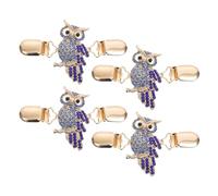 Gatuida Lot de 4 Pinces à Pull Hibou Strass Bleu Rétro Métal Maintien Doux pour Femmes Mariage Fête Châle Cardigan Robe Élégante 170 Caractères