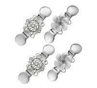 Gatuida Lot de 4 Pinces à Pull Rétro en Métal Fleurs à 6 Pétales et Décorations Brillantes, Clips pour Cardigans et Châles, Broches Vintage Élégantes pour Femme, Accessoires Mode