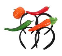 Gatuida Lot de 4 Serrage-Têtes Légumes 3D en Plastique Bandeaux Humoristiques pour Halloween Cosplay Gourmand et Accessoires de Fête pour Femmes et Garçon et Filles