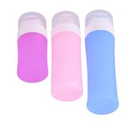 Gatuida Lot de 4 Set de Bouteilles de Voyage en Gel de Silice 38ml Violet 60ml Rose 80ml Bleu, Flacons Cosmétiques Pratiques pour Femme, Ensemble 3 Pochettes Pvc pour Voyage