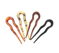 Gatuida Lot de 4 set de Épingles à Cheveux de U Vintage Grandes Tailles Accessoires pour Chignon Minimalistes en Plastique Finitions Polies Couleurs Variées