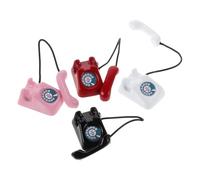 Gatuida Lot De 4 Téléphones Miniatures Rétro pour Maison De Poupée - Accessoires De Téléphone Vintage en Alliage pour Décoration Et Jeux D'Imitation