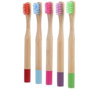 Gatuida Lot de 5 Brosses à Dents Manuelles pour Garçon et Filles Poils Souples en Charbon de Bambou Manche en Bois Peint Coloré Ergonomique Usage Quotidien et Couleur Aléatoire