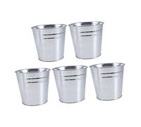 Gatuida Lot De 5 Pots De Fleurs en Fer Zingué Argenté, Décoration Jardin Et Intérieur, Seaux Vintage 12,1x11,5x9,2 Cm, pour Fleurs Séchées Et Petites Plantes Polyvalentes