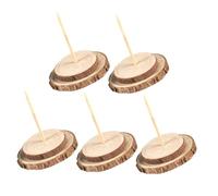Gatuida Lot de 5 Supports en Bois Massif pour Sapin de Noël Artificiel Socle Stable de 9 CM de Diamètre Plateau Support Naturel pour Faux Sapin Décoration Festive et Remplacement