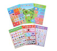 Gatuida Lot de 6 Affiches Pédagogiques pour Tout-petits, Alphabet, Chiffres et Fruits, Papier Couché, Faciles à Afficher, pour Maternelle et Classe