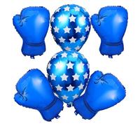 Gatuida Lot de 6 Ballons en Latex Bleu de Moufles de Boxe et Paquet de Frappe Décorations pour Fête d'Anniversaire Garçon Thème Boxe Kit de Ballons d'Anniversaire pour Événements Catch