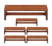 Gatuida Lot de 6 bancs Miniatures en Bois Marron pour Maison de poupée ou | Accessoires pour mini-maison, modèle de chaise de parc réaliste, accessoire pour décorer une maisonnette de village