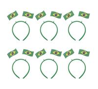 Gatuida Lot de 6 bandeaux aux couleurs du drapeau brésilien : bandeaux de football - accessoire de cheveux sur le thème du sport - cadeau pour une fête d’équipe couvre-chef de déguisement