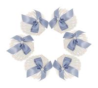Gatuida Lot de 6 Boîtes à Bonbons de Coquillage en Perle Blanche avec Ruban Bleu Marine Petites Boîtes Présents pour Mariage Fête Prénuptiale et Emballage de Dragées