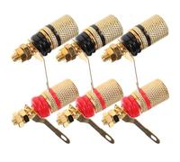 Gatuida Lot de 6 Bornes de Haut-Parleur en Cuivre Plaqué Or Prise Banane 4 MM Connecteurs Rouge et Noir pour Amplificateur et Caisson de Basses Bornier de Raccordement Audio