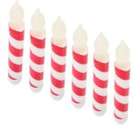 Gatuida Lot De 6 Bougies Led Coniques Sans Flamme à Piles Rayées Rouges Et Blanches, Lumière Chaude Vacillante, Décoration Intérieure Et Fêtes, Bougies De Fenêtre Sans Flamme Pour Ambiance Chaleureuse