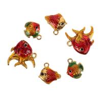 Gatuida Lot de 6 Breloques Animaux Pendantes en Acier Inoxydable Doré Pendentifs Poissons Émaillés Résistants à L’Eau Mini Charms pour Colliers et Bracelets DIY Accessoires Créatifs