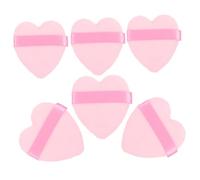 Gatuida Lot de 6 Houppettes à Poudre de Cœur Moyenne, Éponges à Maquillage Rose, pour Poudres de Riz et Maquillage, Adaptées à Types de Peau, Usage Maison et Voyage
