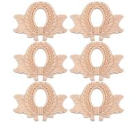 Gatuida Lot de 6 incrustations décoratives en bois, appliques sculptées | Appliques d'angle de porte, patch sculpté en bois pour coins d'armoire, pour embellir les meubles de garde-robe