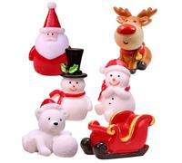 Gatuida Lot de 6 Mini-Figurines de Noël en Résine Résistante Décorations Miniatures pour Table et Jardin Figurines Assorties Père Noël et Bonhomme de Neige Décoration Festive