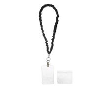 Gatuida Lot de 6 Set de Cordons Porte-badges Rétractables Extensibles en Polyester Noir, Porte-clés et Porte-carte, Tour de Cou Élastique Polyvalent pour Bureau, École et Événements