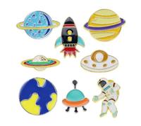 Gatuida Lot de 8 Broches Créatives Astronautes en Alliage Léger Mini Broches pour Garçon et Filles Série Dessin Animé Colorée Accessoires Décoratifs pour Vêtements et Paquet Présent