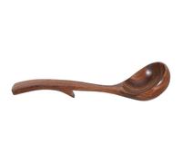 Gatuida Louche en Bois D’Acacia 24X7 CM avec Long Manche Incurvé et Crochet Arrière - Grosse Cuillère à Soupe pour Remuer Servir et Cuisiner - Ustensile Cuisine Naturel pour Soupes et