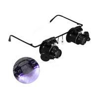 Gatuida Loupe Bijoutier 20X Double Œil LED Ajustable Outil pour Réparation Montres Inspection Bijoux Timbres Pièces Billets 1 Pièce