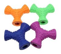 Gatuida Mâcher pour Chien à 3 Trous en Caoutchouc Naturel Distributeur de Nourriture et Friandises de Nettoyage de Dents pour Chiots et Chiens Jeu Interactif Solide Couleur Aléatoire