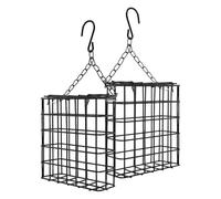 Gatuida Mangeoire à Oiseaux Suspendue en Métal Noir Carrée avec Chaîne, Construction Stable en Fil de Fer, Usage Polyvalent pour Alimentation Extérieure sur Branches D'arbres, Lot de 2