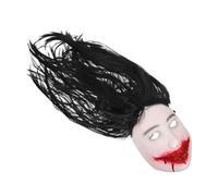 Gatuida Masque de Femme Halloween avec Cheveux Longs Masque Effrayant Latex Réaliste Costume Terrifiant pour Fête et Cosplay Accessoire et Confortable pour Adultes et Adolescents