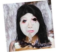 Gatuida Masque Effrayant Latex pour Adultes Tête Couverte Longue Chevelure Costume Halloween pour Fêtes Horreur Maisons Hantées Escape Game et Cosplay