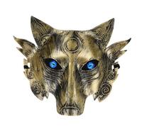 Gatuida Masque Loup Cosplay PVC Épais Doré Masque Décoratif Effrayant pour Halloween Accessoire Cosplay Animal pour Fête et Jeu Extérieur