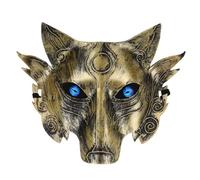 Gatuida Masque Loup Halloween Déguisement PVC Épais Doré Accessoire Costume Cosplay Effrayant pour Fêtes et Soirées Thématiques