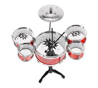 Gatuida Mini Batterie Jouet Jazz pour Garçon et Filles Petite Batterie Plastique Rouge 5 Tambours Tout-Petits Développement du Rythme et Coordination Jeu Musical Éducatif Ensemble