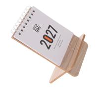 Gatuida Mini Calendrier de Bureau Mensuel en Bois Blanc pour Bureau | Format Compact, Base Bois à Grain , Bords Arrondis, Design Minimaliste, pour Maison et École