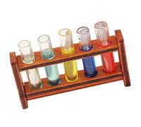 Gatuida Miniature Éprouvette Colorée avec Support Bois Accessoire de Décoration pour Maison de Poupée et Mini Laboratoire