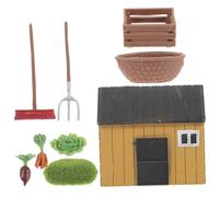 Gatuida Miniature Farmhouse Decor Set Mini House Toy with Farm Tools and Vegetables Plastic Model for Table and Room Decoration Suitable for Childrens Play