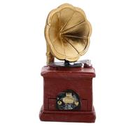 Gatuida Modèle Phonographe Rétro Miniature en Résine Décorative, Ornement Simulé Classique Portable, Accessoire Photo Créatif pour Décoration Intérieure, Décoration Maison, Modèle Réduit
