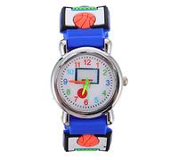 Gatuida Montre 3D pour Garçon Et Filles à Motif De Basket-Ball Analogique Mouvement Quartz Bleu Roi Bracelet Réglable Surveillance des Garçon Et Filles Apprentissage De L’Heure