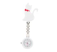 Gatuida Montre à Quartz Créative Chat Petite Surveillance Infirmière Suspendue Pratique Travail Médical Blanche