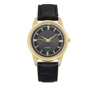 Gatuida Montre Homme Décontractée à Quartz Bracelet en Similicuir Noir Boîtier Doré en Alliage Mouvement Mécanique Précis pour Usage Quotidien et Affaires Montre Pratique et