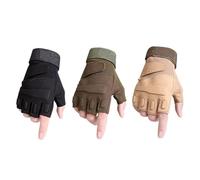 Gatuida Moufles Demi-Doigts Tactiques Chauds pour Homme Noir Taille XL Moufles de Cyclisme Respirants et Antichoc Mitaines de Sport Extérieur pour Vélo Randonnée et Équitation