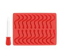 Gatuida Moule à Chocolat en Silicone Forme Ver Rouge avec Pipette, Antiadhésif Goût, Fabrication DIY de Bonbons et Pâtisseries Originales