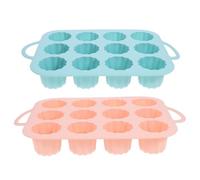 Gatuida Moules à muffins en silicone 2 pièces lot avec 12 cavités pour cupcakes raffinés et utilisation multi-fonctionnelle four