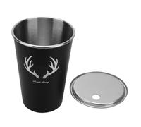 Gatuida Noire Chope à Bière 500ml Fête en Acier Inoxydable | Couvercle à Trou, Usage Café et Boissons Froides, Prise Confortable, pour Bureau, Randonnée, Dîner