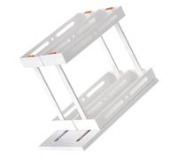 Gatuida Organisateur Coulissant pour Cuisine Étagère Sous Évier avec Garde Corps Rangement Condiment et Bouteille Support Multifonction Blanc Optimisation Espace Placard