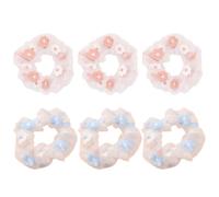 Gatuida Organza Élastique à Cheveux Fait Main 6 Pièces Corde à Cheveux Fleurie Bleu pour Étudier et Travailler Fille