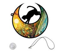 Gatuida Ornement Suspendu Fenêtre Chat Lune En Acrylique Coloré Décor Mural Extérieur Intérieur Décoration Délicate Pour Salon Chambre Jardin